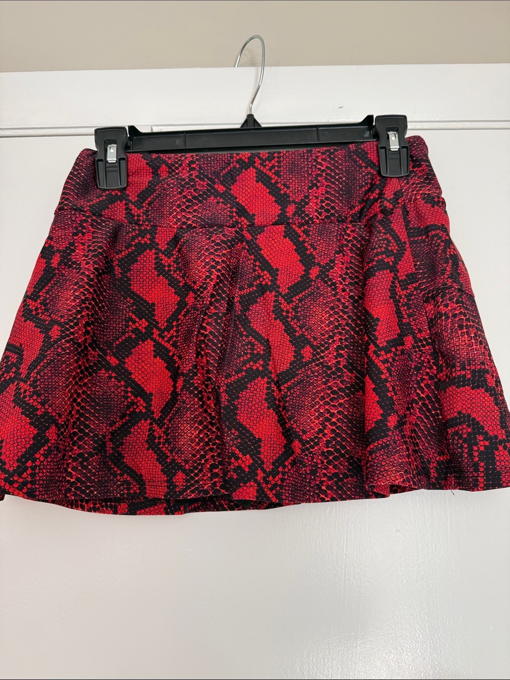 Red Snake-Print Circle Skirt